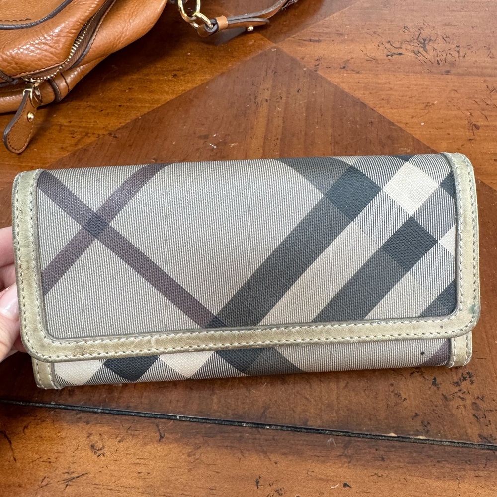 Burberry Beige Checkered Women's Wallet